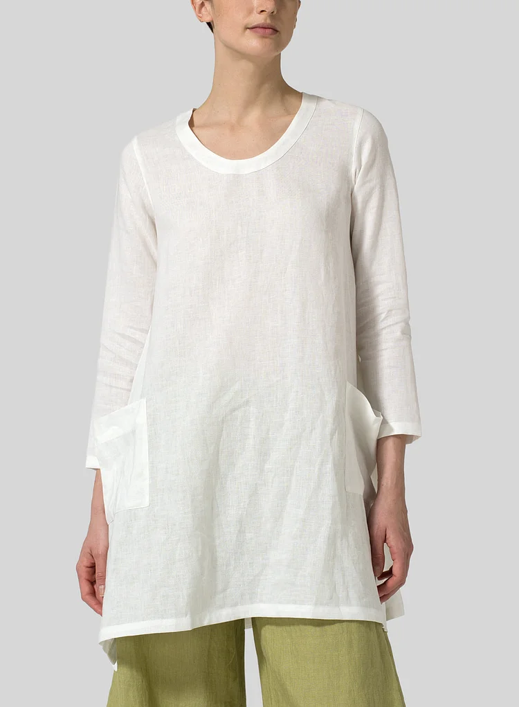Womens Cotton Linen Long Sleeve Shirt