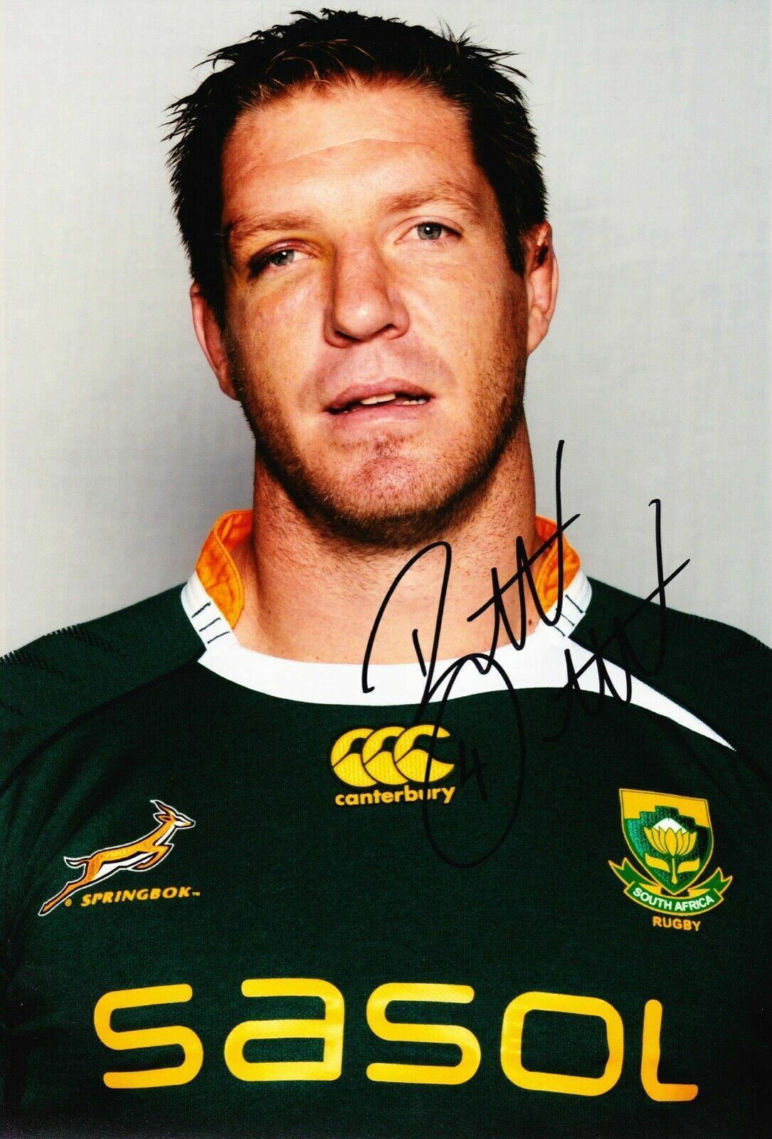 Bakkies Botha Signed 12X8 Photo Poster painting SPRINGBOKS South Africa AFTAL COA (A)