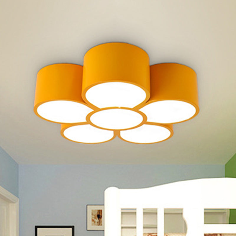 Floral Kindergarten Led Flush Ceiling Light Fixture Yellow / 18&rsquo; White