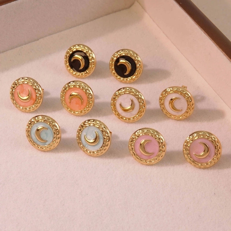 1 Pair Romantic Minimalist Classic Style Moon Plating 304 Stainless Steel Imitation Gold  Ear Studs