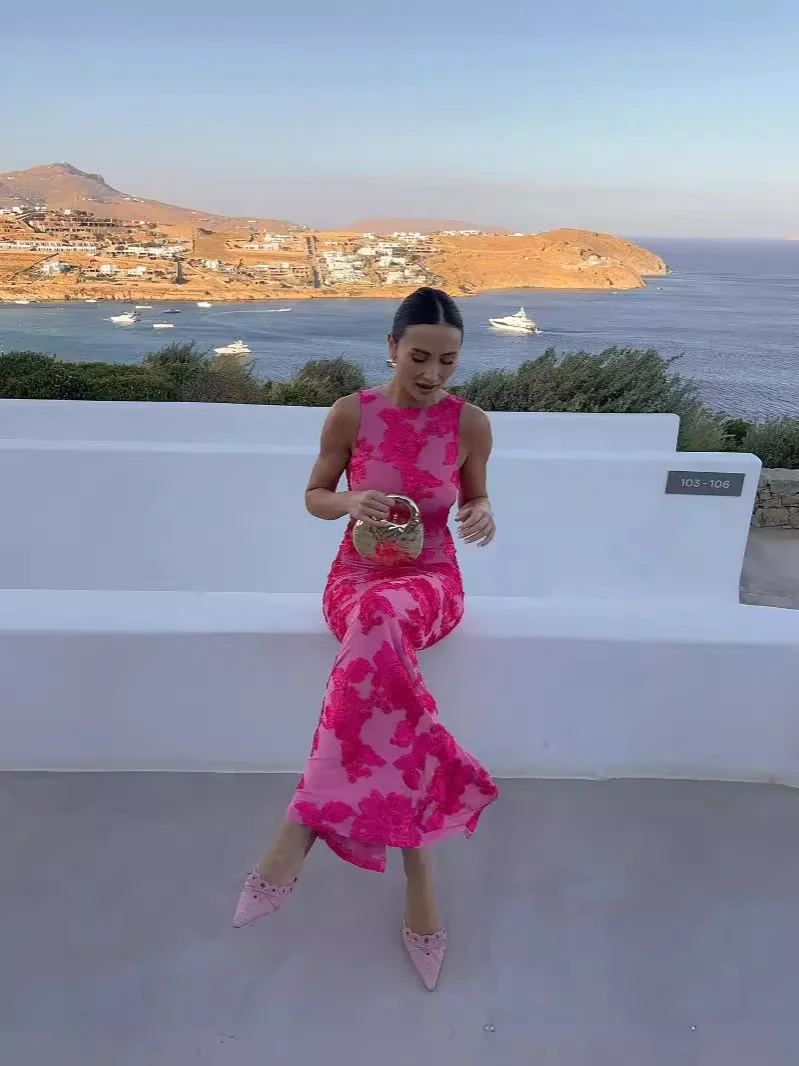 Nigikala Fabric Three-Dimensional Plate Flower Sexy Bag Hip Dress