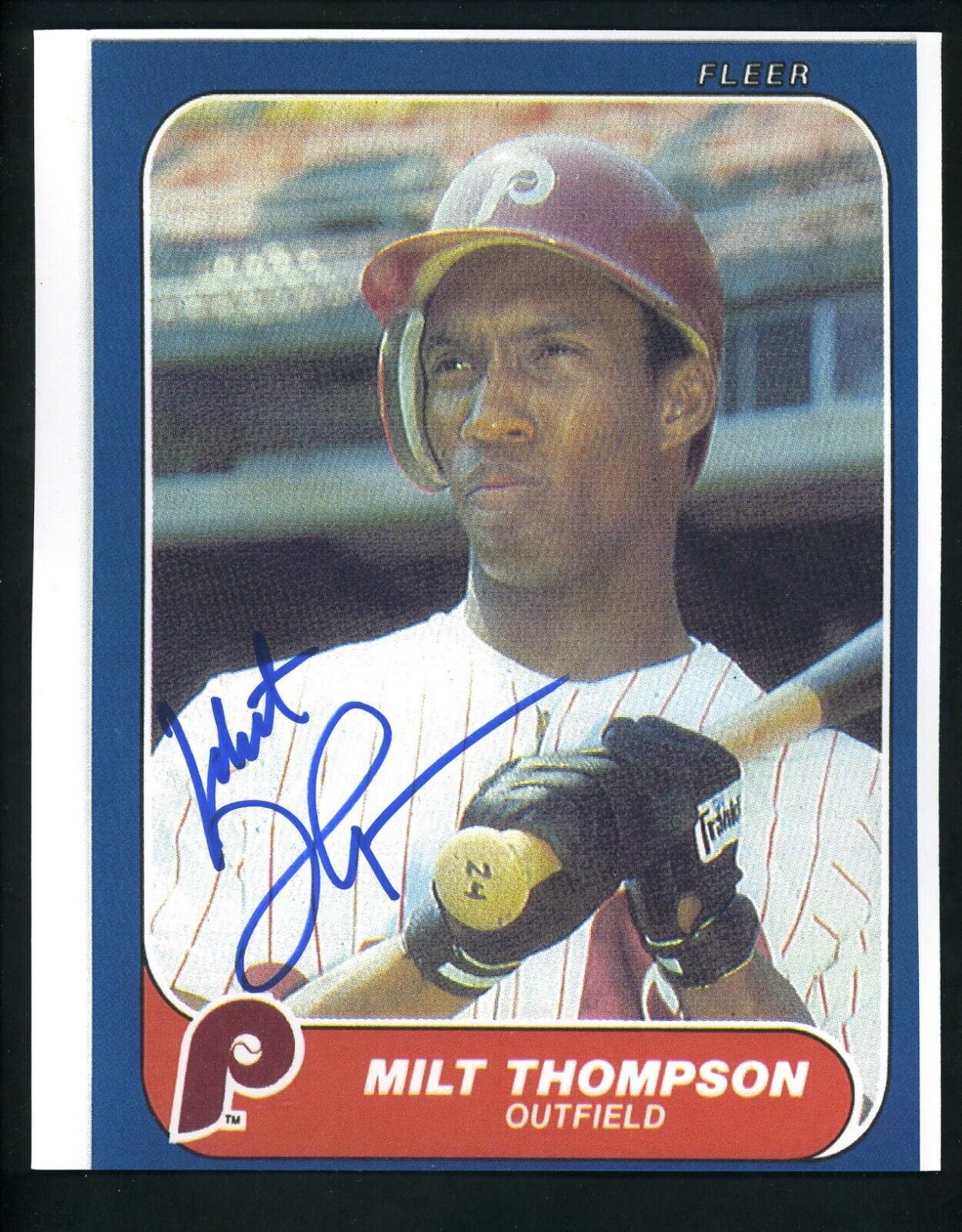 Milt Thompson Signed 8 x 10 Photo Poster painting 1986 Fleer Philadelphia Phillies  SHIPPING