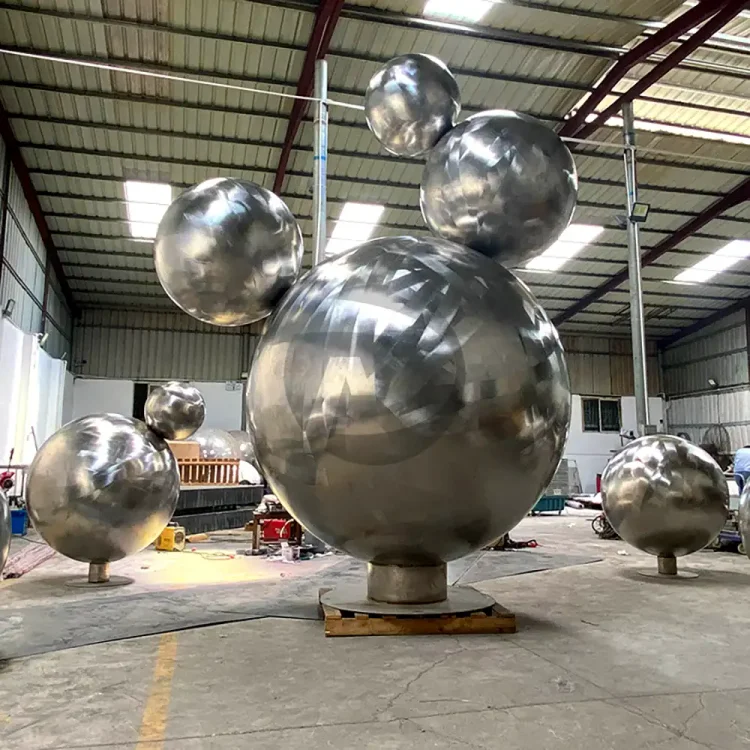 large 30&rdquo; 40&rdquo; 60&rdquo; gazing balls brush Stainless steel hollow sphere With base