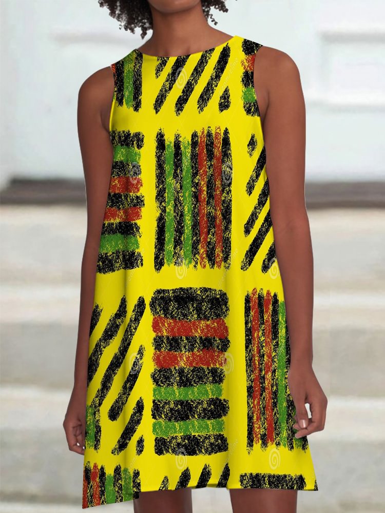 African Geometric Pattern A Line Mini Dress