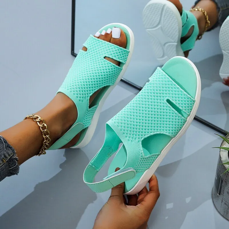2021 New Summer Women Sandals Sexy Shoes Crystal Casual Woman Flats Buckle Strap Ladies Fashion Beach Sandalias  Mujer