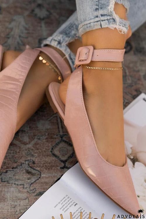 Croc Embossed Slingback Flat Pumps