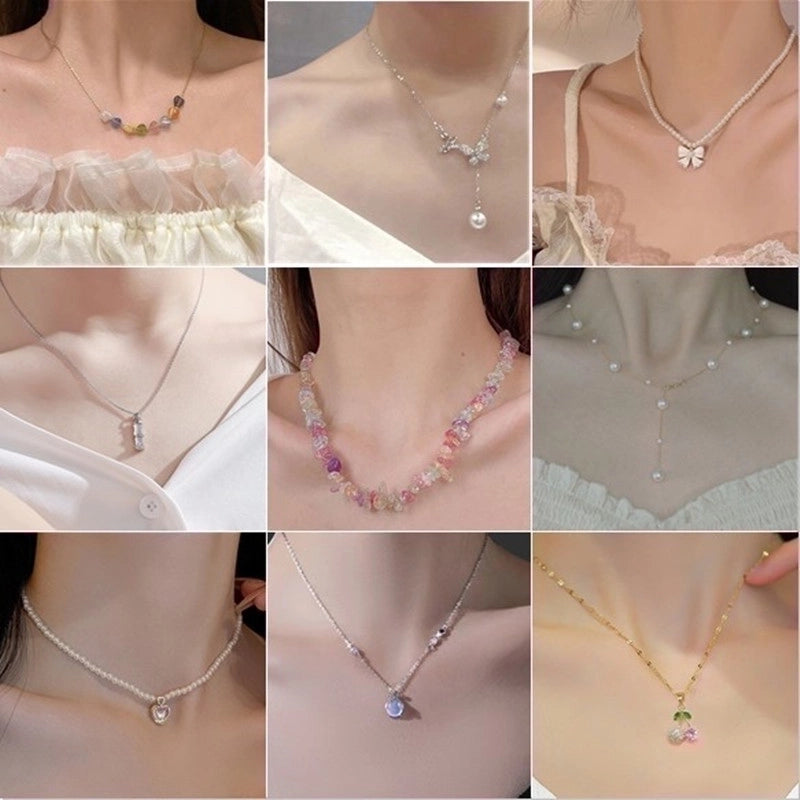 Casual Minimalist Flower Bow Knot Titanium Steel Plating Inlay Zircon Necklace