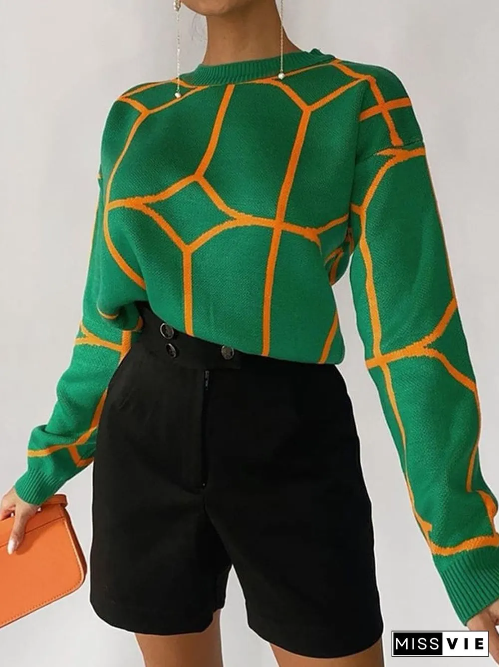Fashion Line Crew Neck Loose Sweater