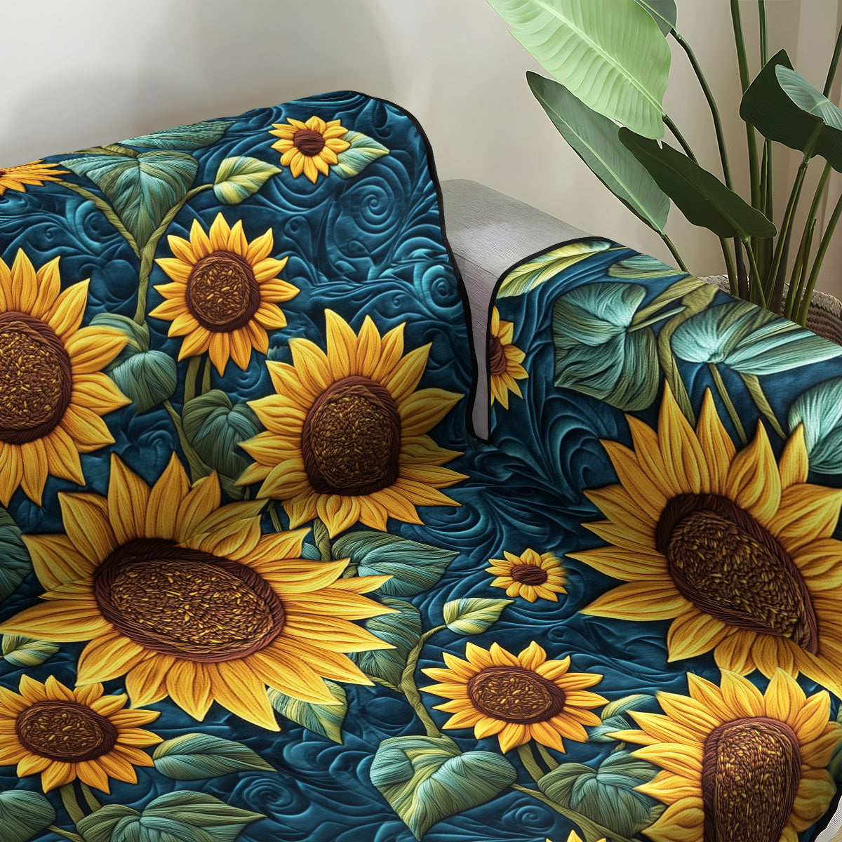 Golden Sunburst Quilted Sofa Cover NCU0PT1614 everthome
