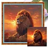 Sunset Lion King Full 11CT DIY Stamped Needlework Embroidery Kit 15.75x15.75inch Embroidery Needlepoint Starter Kits Cross Stitch Art and Crafts Kits for Beginners Adults Home Decor