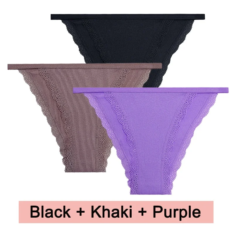 3PCS/Set Lace Women Panties Cotton Underwear Female Lingerie Sexy Panties for Female Intimates Finetoo Ladies Lace Pantys S-XL