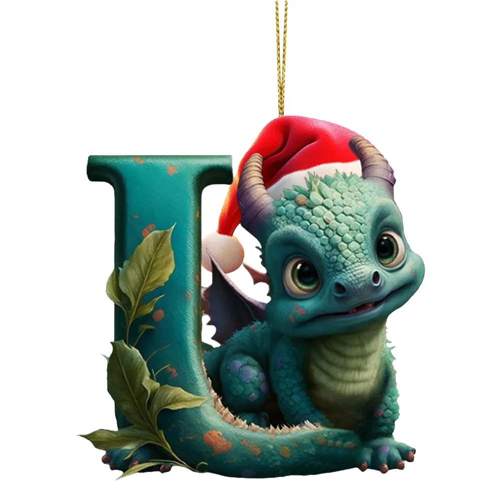 Christmas Cute Dragon Pendants Acrylic Letter Shaped Exquisite for Xmas Tree Car