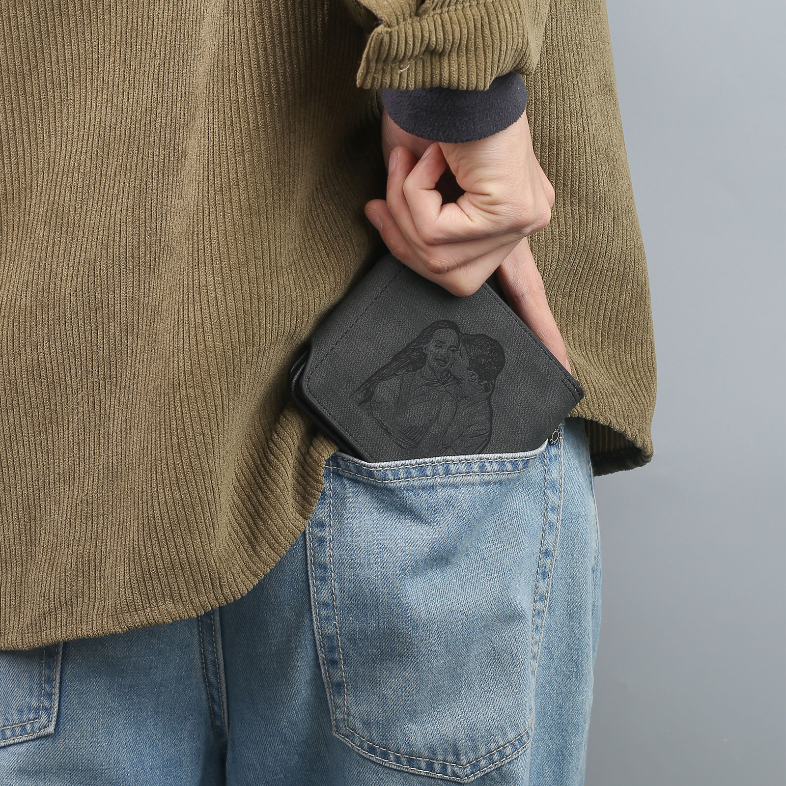 Portefeuille Classique 1 Prénom et Lettre Personnalisés avec Photo Porte-Monnaie Carte