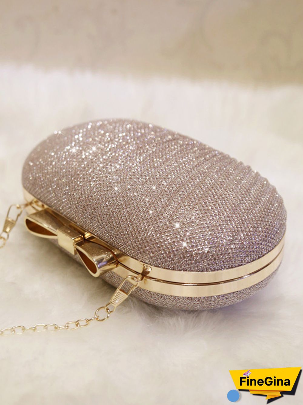 Pleated Butterfly Goose Egg Dinner Bag Oval Clutch Party Party Dress Chain Bag