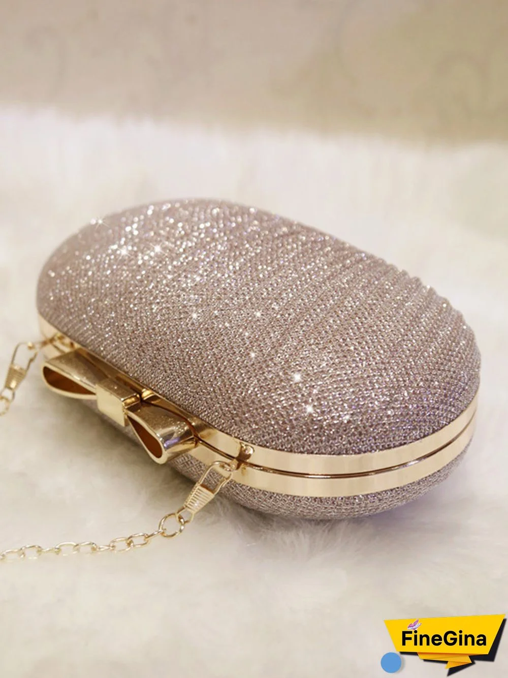 Pleated Butterfly Goose Egg Dinner Bag Oval Clutch Party Party Dress Chain Bag