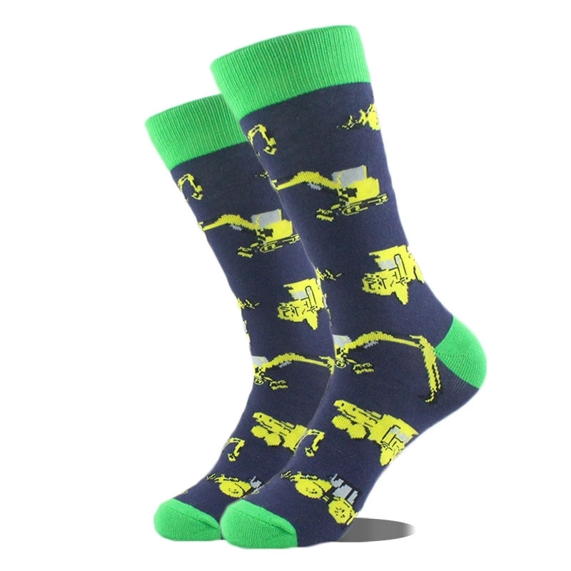 Unisex Cute Printing Animal Color Block Cotton Ankle Socks A Pair