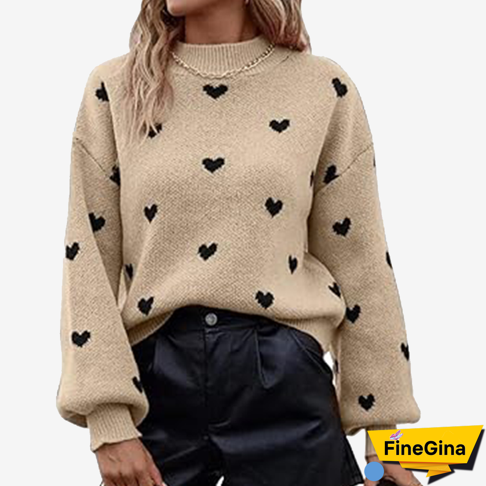 Simple Apricot Print Long Sleeve Sweater