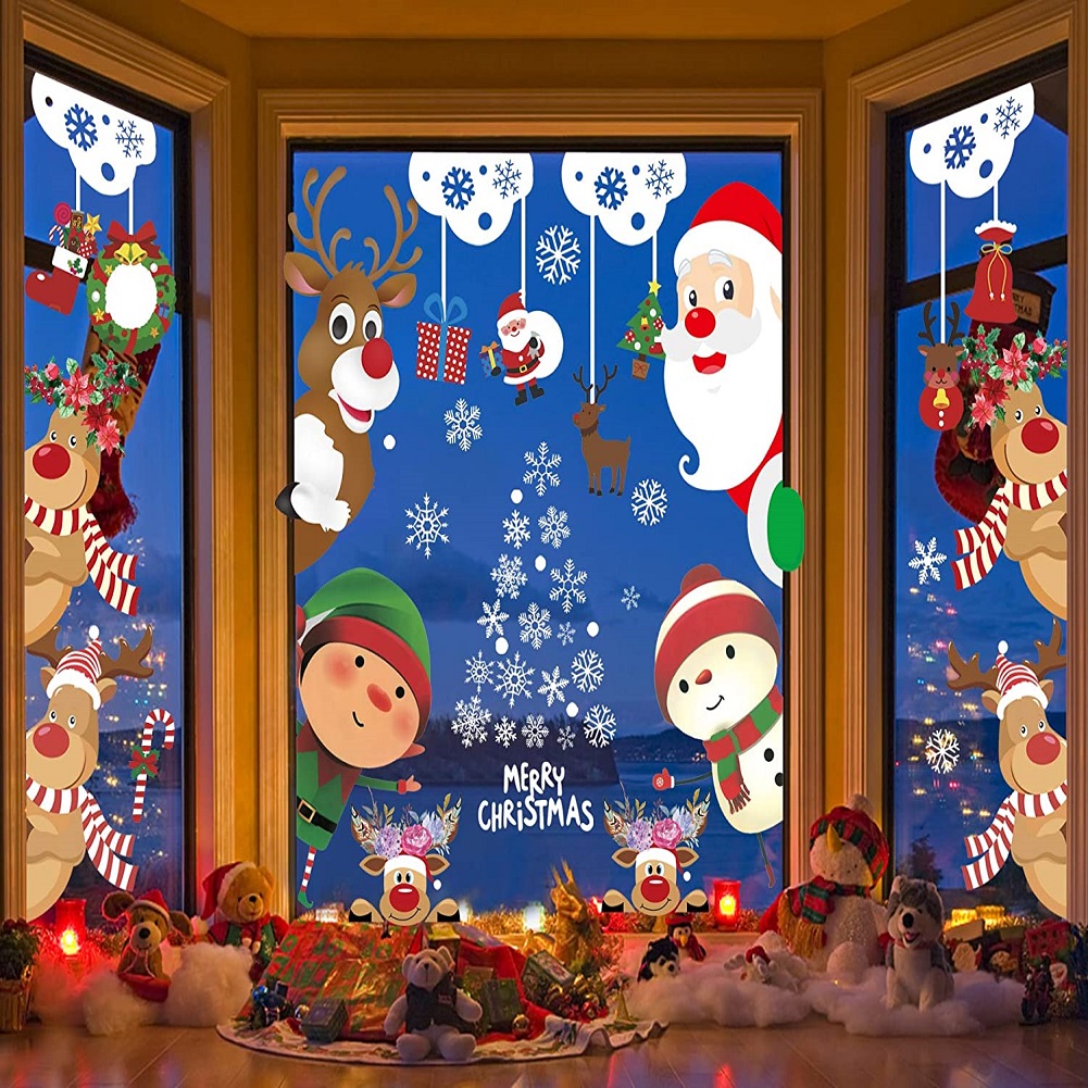 

11pcs Merry Christmas Window Glass Sticker Santa Claus Wall Decal Decor, 501 Original