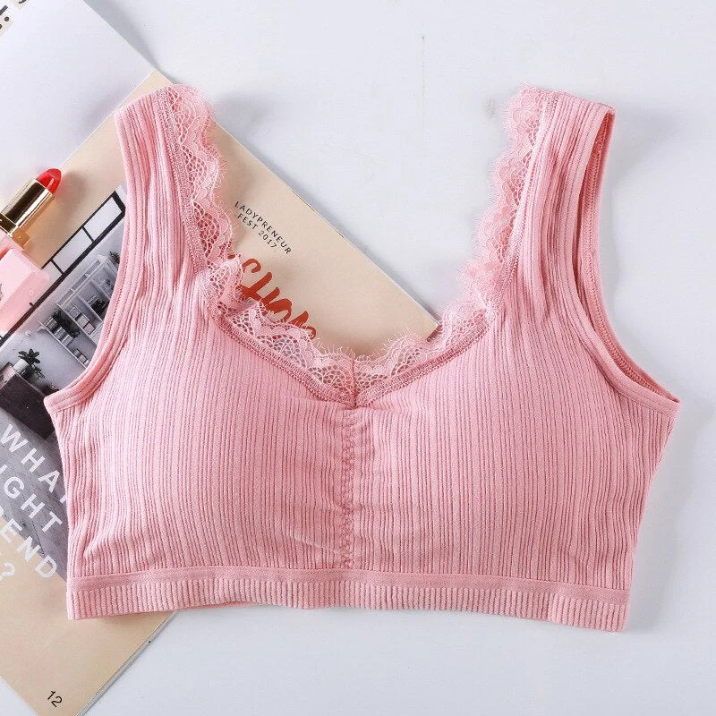 Solid Color Bralette Straps Bras For Women Lace Seamless Wireless Push Up Bra Comfortable Underwear Sexy Lingerie Drop Shipping