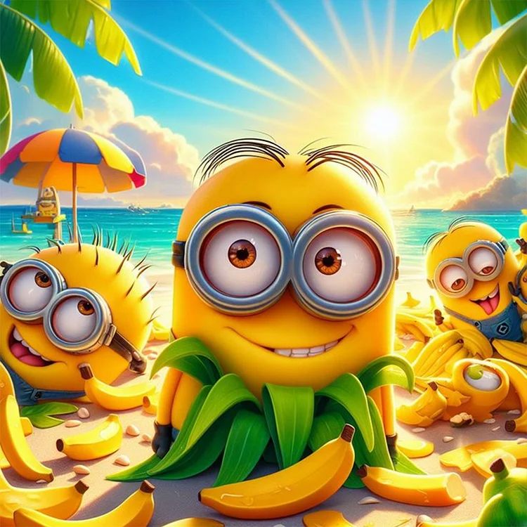 Beach Minions 30*30CM (Canvas) Full Round Drill Diamond Painting gbfke