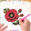 (US Only)6Pcs 2D/Flat DIY Flowers Diamond Painting Fridge Magnets Kit for Art Crafts Gift