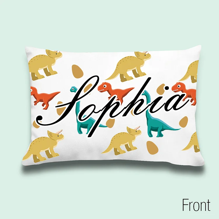 BlanketCute-Personalized Lovely Bedroom Dinosaur Pillowcase with Your Kid's Name