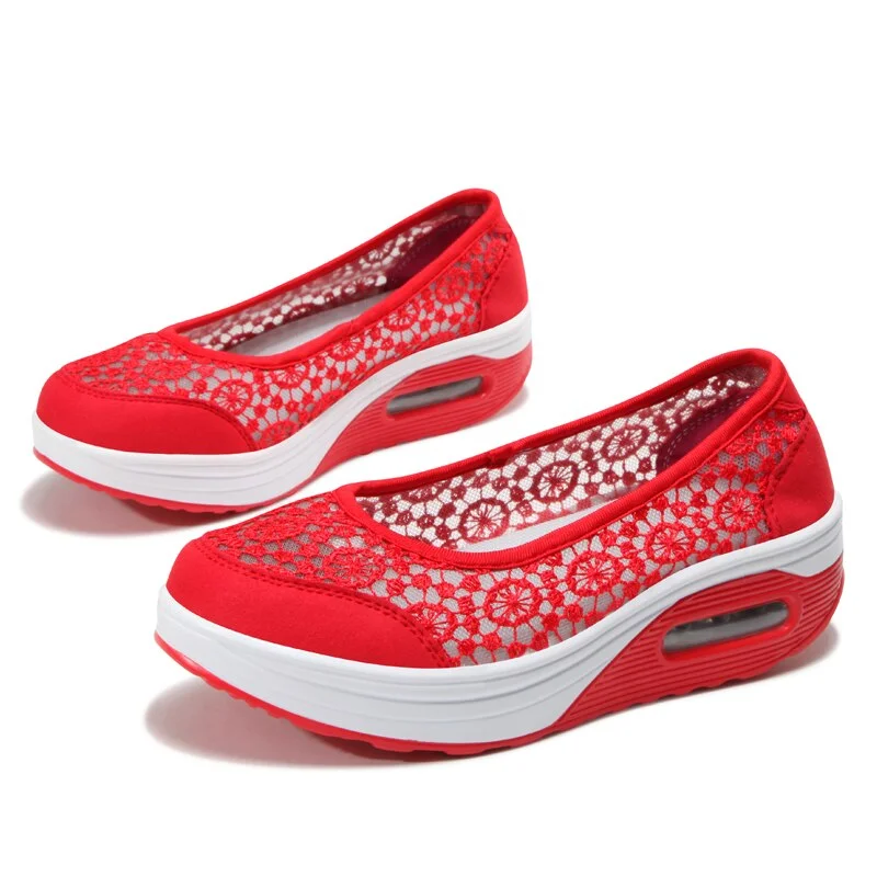 2022 Spring Summer Women Shoes Breathable Mesh Woman Flats Shoe Platform Ladies Sneakers Slip On Swing Ladies Footwear