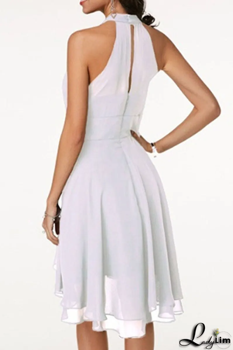 Fashion Street Solid Split Joint Halter A Line Dresses(7 colors)