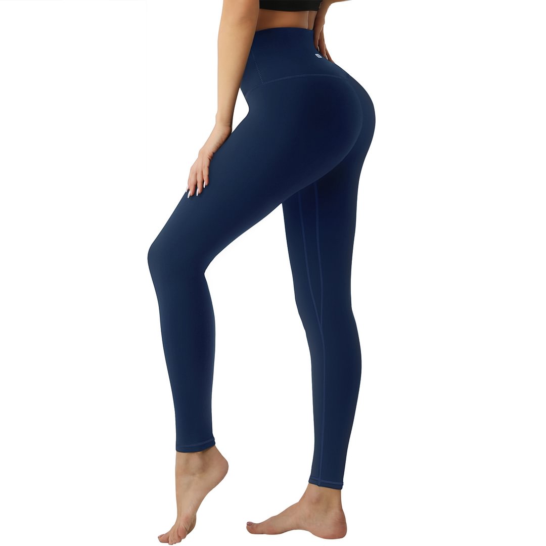 UUE Women's Blue High Waisted Yoga Tights with 3 Pockets:UUE High Waist Women's Leggings with Pockets