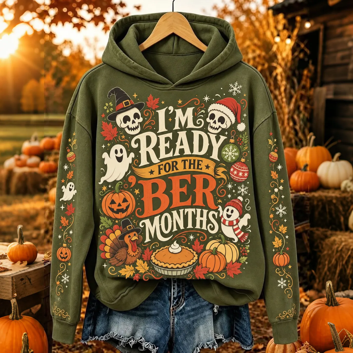 Comstylish Women's I'm Ready For The 'ber Months Print Hoodie