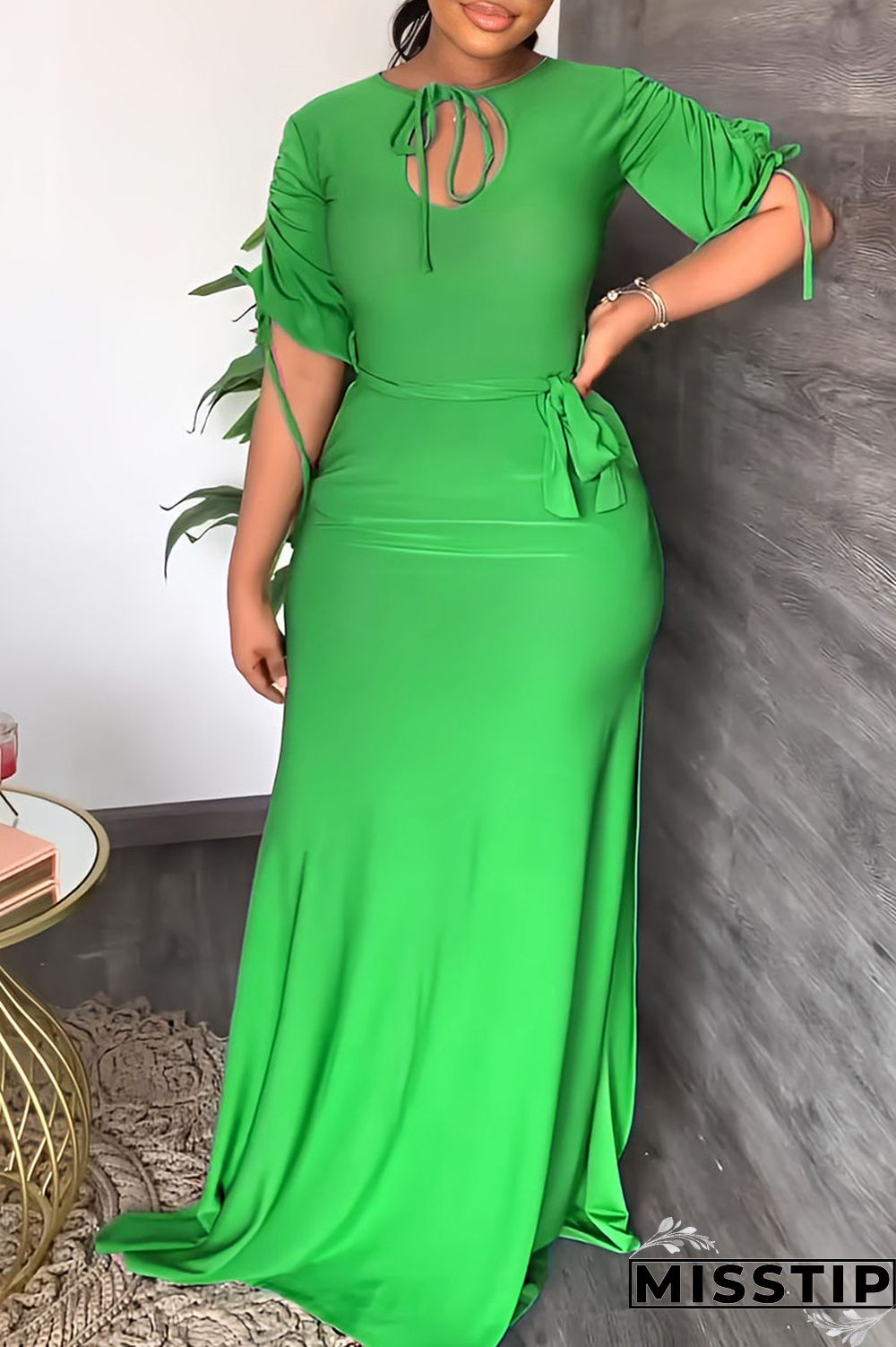 Black Casual Solid Bandage Patchwork O Neck Straight Dresses