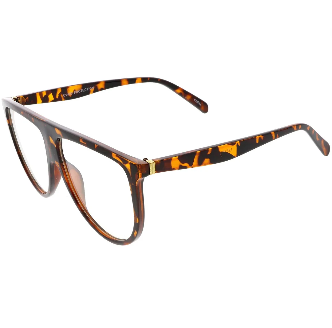 Oversize Bold Flat Top Aviator Eyeglasses With Clear Lens 60mm
