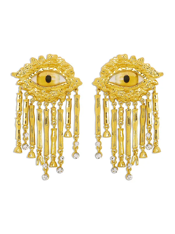 Eye Shape Geometric Tasseled Drop Earrings Earrings Accessories