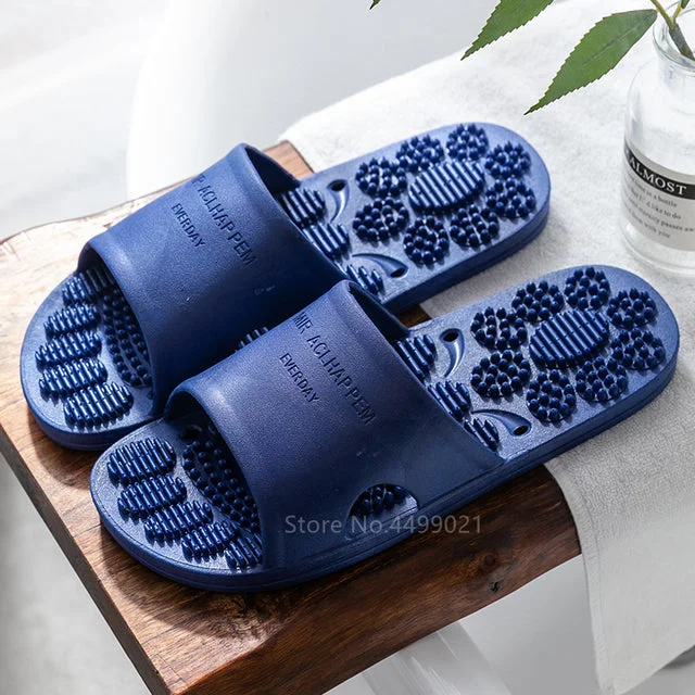 Massage Shoes Slippers Men Women Home Indoor Slides Flip Flop Acupuncture Relax PVC HomeWear Chinese Flat Breathable Soft Bottom