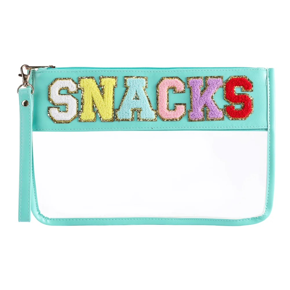 PVC Chenille Letter Clear Cosmetic Bag College Style Women Travel Zipper Washbag