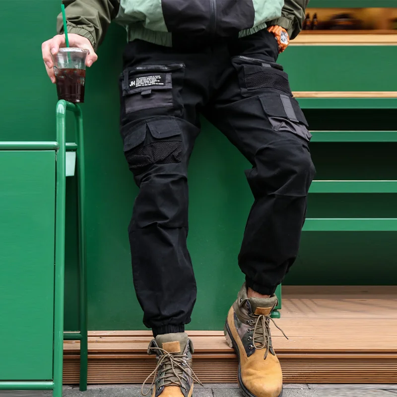 Retro Loose Multi-pocket Utility Net Pocket Casual Pants