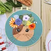 Cat Flower-DIY Embroidery Kit with Pattern Cotton Threads Needles Hoop 30*30cm/11.81*11.81in tapestrymarket