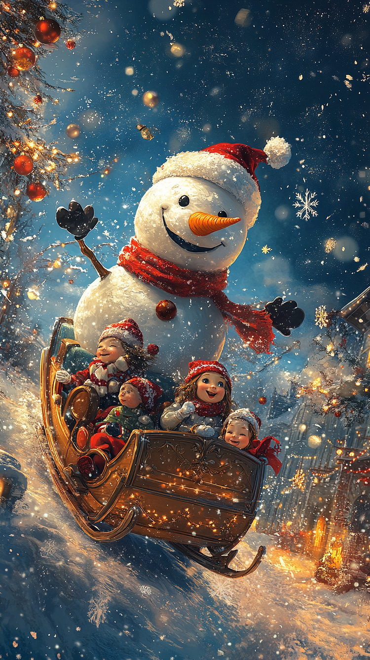 Partial AB Drill-Playing with Snowman-Full Round Diamond Painting-40*70cm
