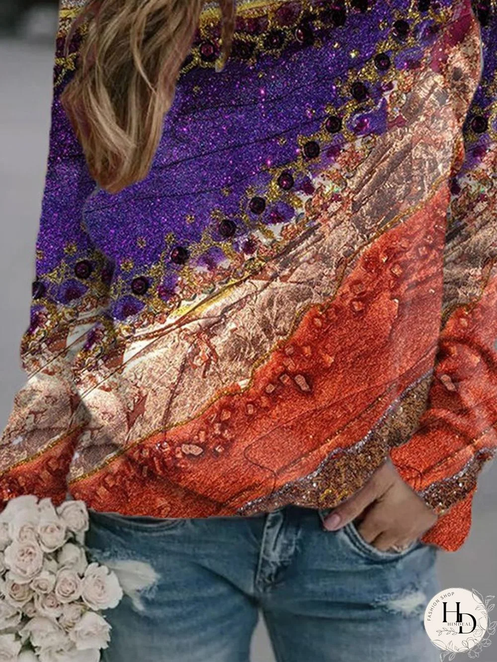 Long Sleeve Crew Neck Printed Casual Sweatshirts