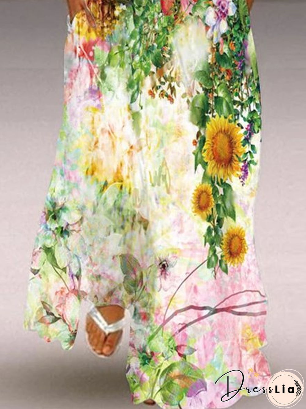 Sleeveless Floral V Neck Dresses