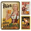 3PCS bi&egrave;re fille - Panneaux en &eacute;tain m&eacute;tallique(20*30cm/30*40cm) - Bi&egrave;re