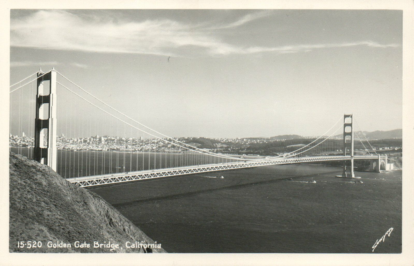 Vintage Golden Gate Bridge California Real Photo Poster painting Postcard