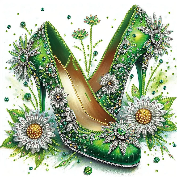 Flower High Heels 30*30CM (Canvas) Special Shaped Drill Diamond Painting gbfke