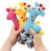 Dog Chew Squeak Toys Giraffe Fleece Rope Interative Toy Animals Plush Puppy Deer for Pet Dogs Cat Chew Squeaking Toy