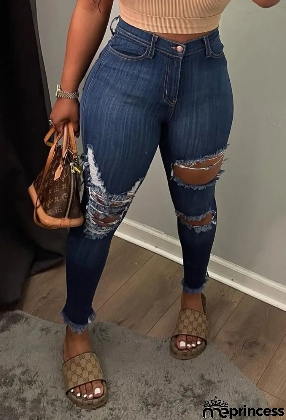 Fall Sexy Slim Hih Waist Ripped Jeans
