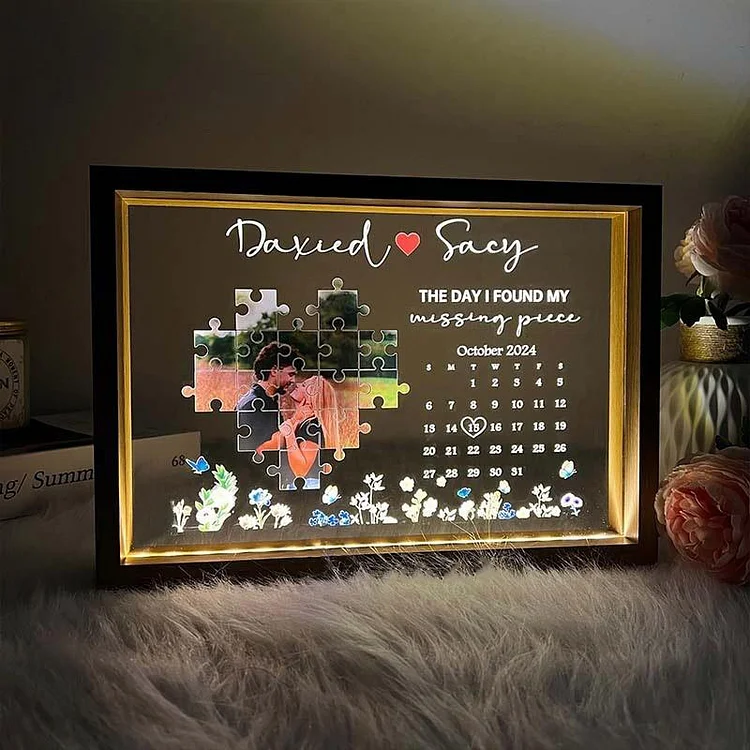 The Day I Found My Missing Piece Light Frame Personalized Gift