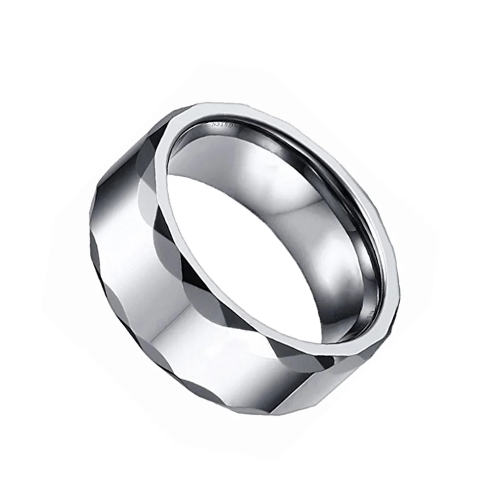 6MM 8MM Fashion Tungsten Mens Jewelry Wedding Bands Multi Faceted Edge