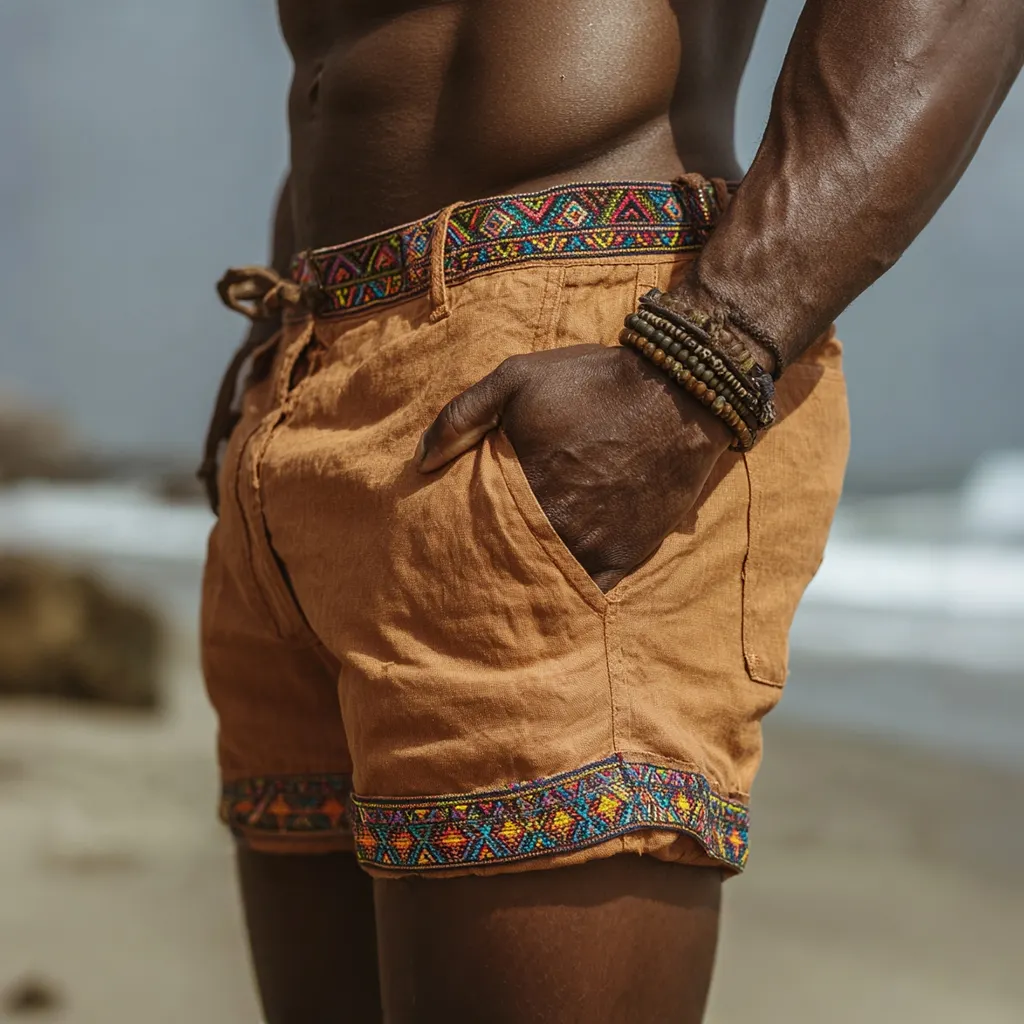 Men's Ethnic-Style Linen Shorts-INSPIREUSE