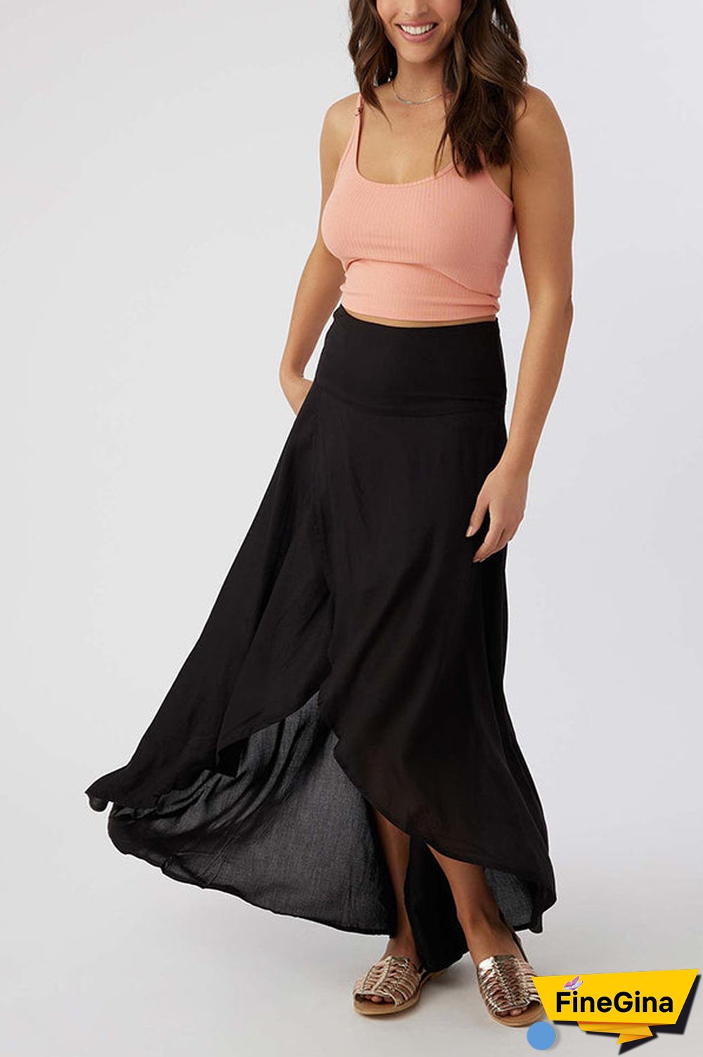 High Low Flare Shape Maxi Skirts