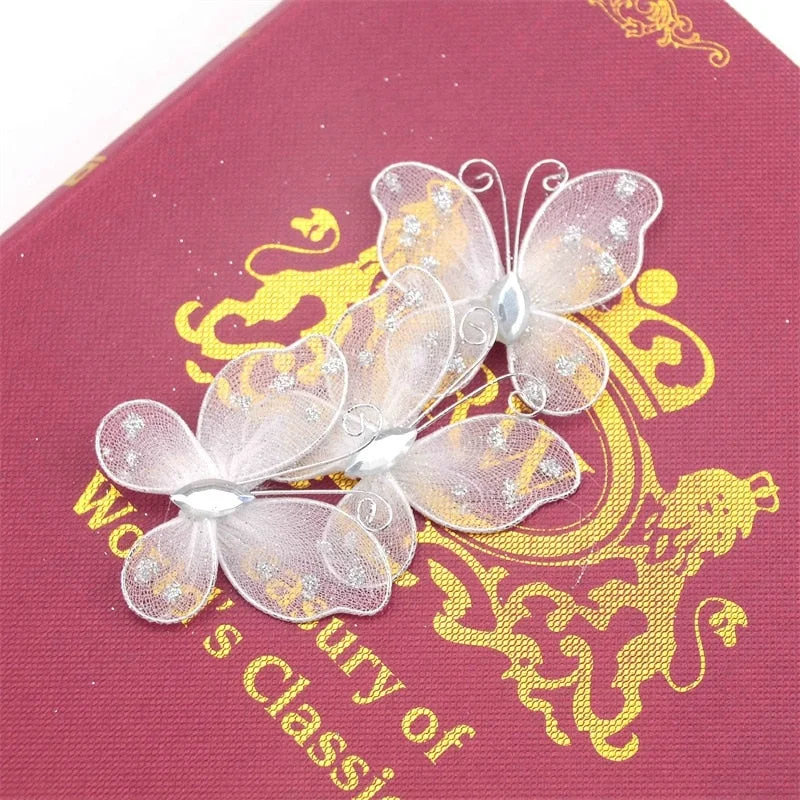 100Pcs  Multicolor Mesh PVC Butterfly 3D Wall Stickers For Girl Kids Baby Rooms Kitchen Fridge Wedding Home Decoration